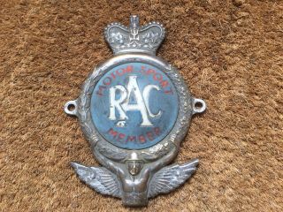 Vintage Rac Motor Sport Member Car Grill Badge Very Rare Example