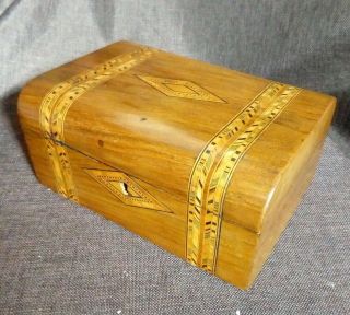 Victorian Tunbridge Ware Walnut Sewing Box.  Marquetry Jewellery Box.