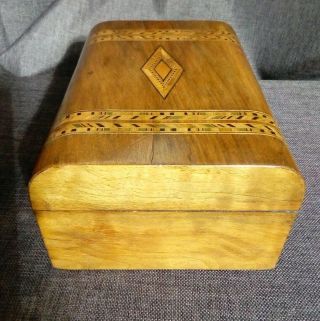 Victorian Tunbridge ware walnut sewing box.  MARQUETRY jewellery box. 2
