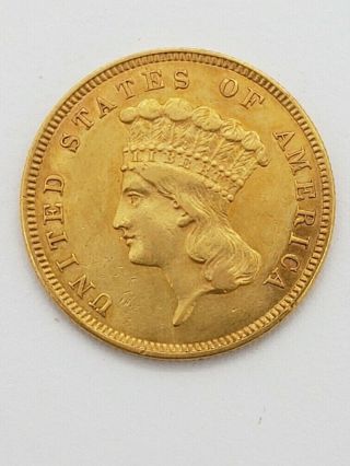 1860 Indian Princess $3 Gold Rare Coin