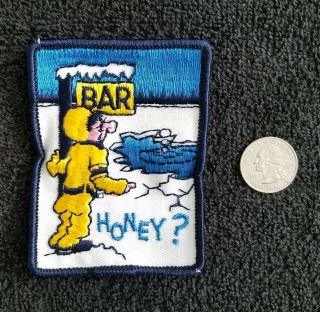 Vintage 1970s Bar Honey? Snowmobile Racing Jacket Patch Nos Sew On
