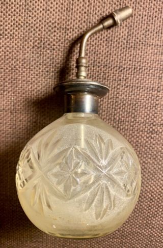 Wjm & Co - Silver Topped - Cut Glass Perfume Atomiser Bottle Pump Action - 1900s