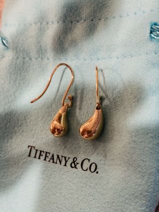 Elsa Peretti/tiffany & Co.  18k Rose Gold Teardrop Earrings,  Very Rare,  Pristine