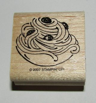 Spaghetti Meatballs Rubber Stamp Food Stampin Up Pasta Rare Wood Mounted 1.  5 "