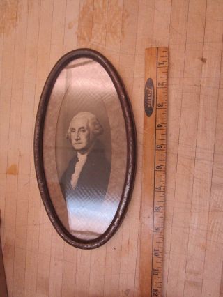 Antique Oval Framed Print Of George Washington Small Portrait Metal Frame