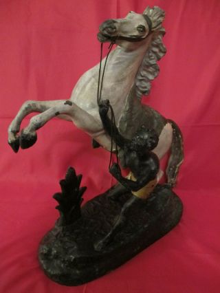 Antique Spelter Marly Horse And Warrior Figurine