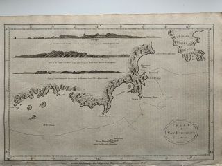 1784 Chart Of Tasmania Van Diemen’s Land Captain Cook’s Voyages Antique Map