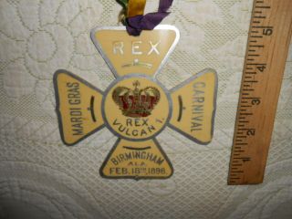 Rare,  1896 King Rex Badge Medal Birmingham Alabama Vulcan I Mardi Gras