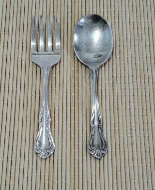 Vintage Infant,  Child Silverware Fork & Spoon Wm.  A.  Rogers Oneida Ltd.