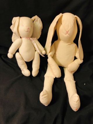 Vintage 10” Handmade Bunny Rabbit Rag Doll,  Handmade Craft Project