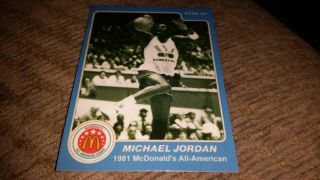 1985 Rare Star Michael Jordan Mcdonalds All American.  Basketball Card