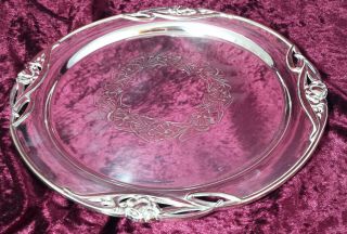 Art Nouveau Silver Plated Tray - 10½ " Round - William Hutton Repousse Daffodils
