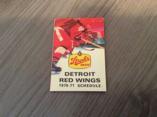 1970 - 71 Detroit Red Wings Nhl Hockey Team Pocket Schedule Stroh’s Rare