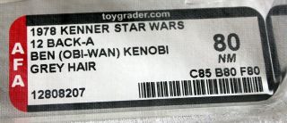Vintage Kenner Star Wars 12 Back - A Ben (Obi - Wan) Kenobi (Grey Hair) AFA 80 NR 2