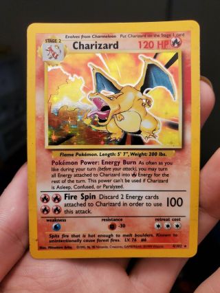Charizard Holo Rare Base Set 1999 4/102 Pokemon,  Bonus Card