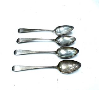 Set Of Four Antique London Hallmarked Sterling Silver Tea Spoons 56g - P15