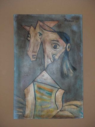 Vintage Pablo Picasso Oil On Canvas Signed Very Rare