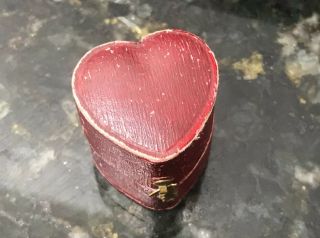 Antique Red Moroccan Leather Heart Shaped Ring Jewellery Box @ 1900