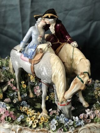 Antique Italian Luigi Fabris Porcelain Figural Group Of Lovers Rare