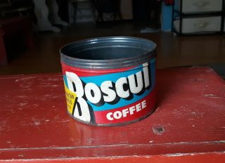 Vintage Metal Boscul Coffee Tin Can - Rare - 1 Lb No Lid