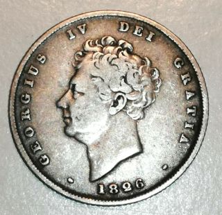 Rare 1826 Britain Silver 1 Shilling 1/ - George Iv - Good Detail