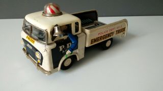 Tn Nomura Japan Tin Emergency Truck Police Friction Control Jeep - Very Rare