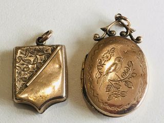 Antique Victorian 9ct Gold Back And Front Lockets A/f