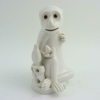 Chinese Blanc De Chine Porcelain Figure Of A Seated Monkey,  Republic Period