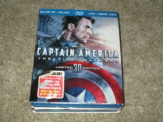 3d Movie Blu Ray Captain America The First Avenger W/rare Chrome Sleeve