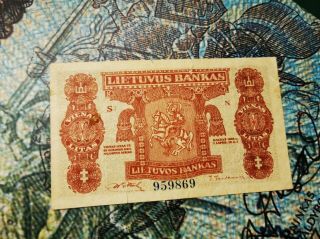 Rare Lithuania Currency Banknote Of 1 Litu Issued In 1922 11 16