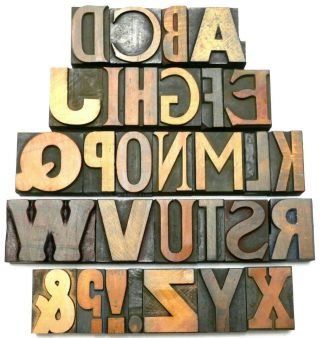 Letterpress Wood Type 1 5/8 " Mixed Alphabet 30pcs Wonderful Rare Selection