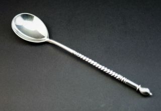 C1895,  Antique 19thc Russian (moscow) 84 Solid Silver Niello Spoon,  Twisted Stem