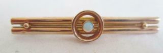 Exquisite Antique 9ct Gold Double Bar Brooch With Stylish Central Blue Opal