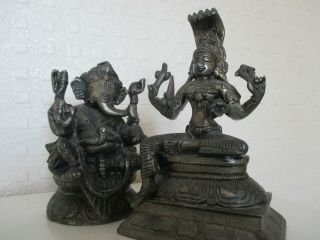 Heavy Oriental Indian Eastern Hindu Bronze Lord Ganesh - Deity Figures