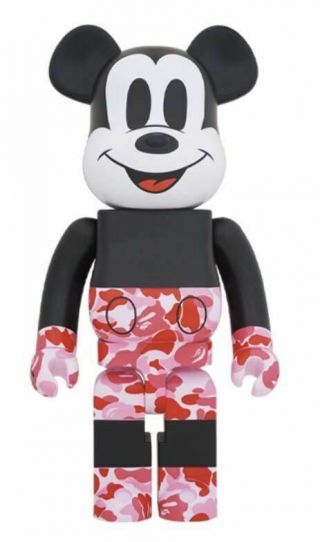 Be@rbrick 1000 Bape Mickey Mouse Pink Ver.  Rare Medicom Bearbrick From Japan
