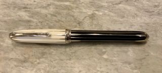 Rare Louis Cartier Limited Edition Fountain Pen 18k.  Nib Black White Lacquer