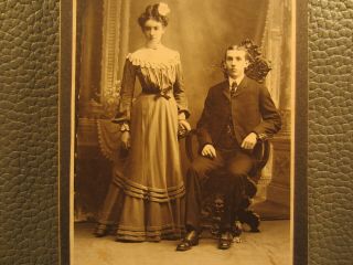 Victorian Antique Cabinet Card Wedding Photo Of A Couple,  Husband And Wife