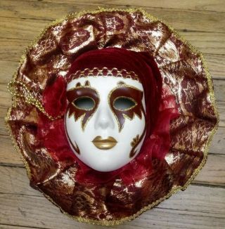 Vtg Porcelain Ceramic Mardi Gras Face Mask Wall Hanging Home Decor