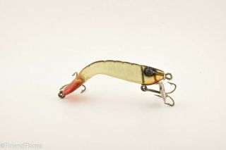 Vintage Nichols Shrimp Antique Fishing Lure Clear Red Tail Fc1