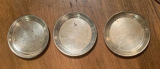 3 Vintage Sterling Silver Butter Pats Plates 2.  4 Ounces Marked W Scrap?