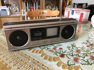Rare Vintage Sharp 3p - 40u Stereo Boombox Radio Tv Micro - Cassette Japan