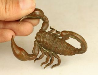 Chinese Rare Red Copper Hand Carved Scorpion Statue Collectable Table Deco Gift