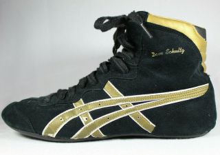 Rare Black And Gold Asics Dave Schultz Wrestling Shoes - Size 10 Jy604