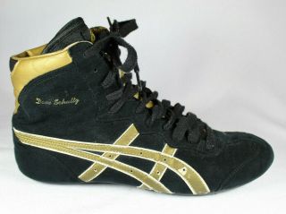 RARE Black and Gold Asics Dave Schultz Wrestling Shoes - Size 10 JY604 2