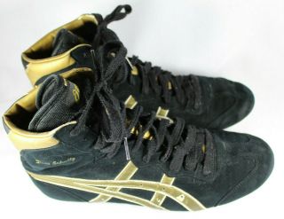 RARE Black and Gold Asics Dave Schultz Wrestling Shoes - Size 10 JY604 3