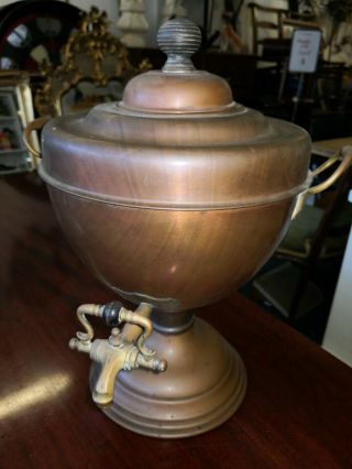 Antique Copper Brass Samovar Tea Water Urn Dispenser Victorian 37cm Tall