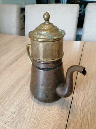 Vintage Brass And Copper Tall Tea/coffee Pot