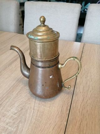 Vintage Brass And Copper Tall Tea/coffee Pot 3