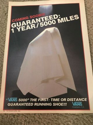 Vintage 1984 Vans 5000 Running Shoes Poster Print Ad 1980s 1st Ever Rare