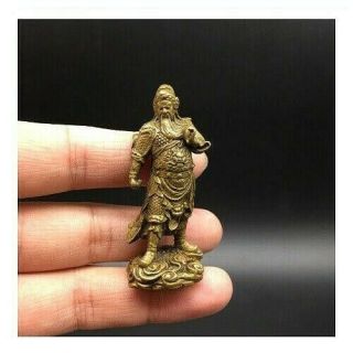 Collectable Chinese Brass Carved Mammon Guan Gong Guan Yu Buddha Exquisite Small